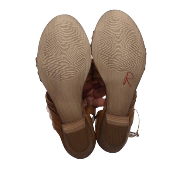 Miz Mooz Cassie Brown Leather Open Toe Strappy Heeled Sandals Womens 37 US 7 - Picture 8 of 14